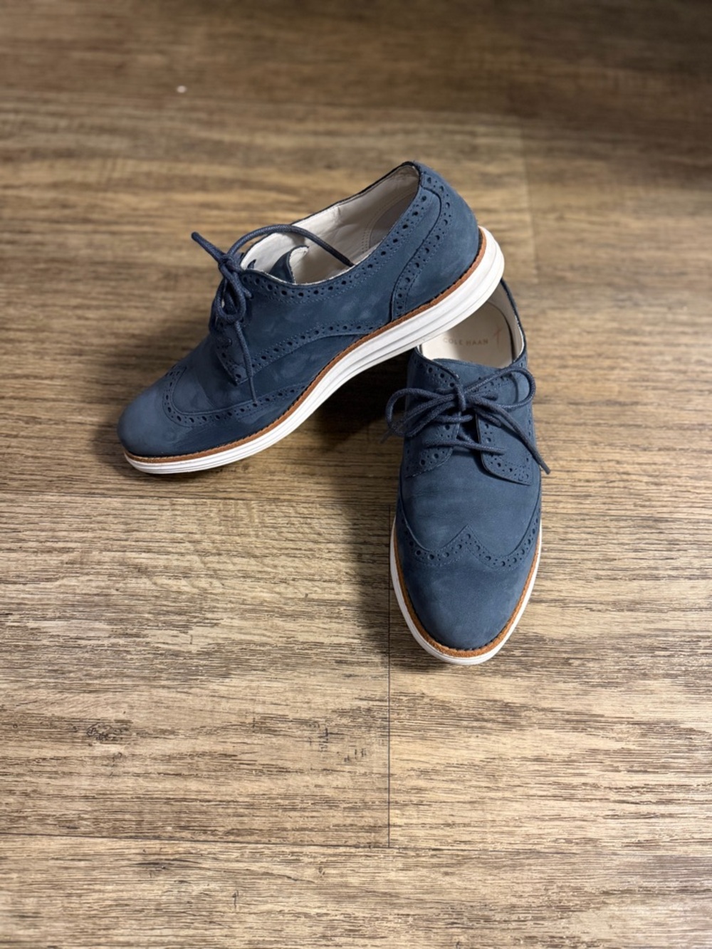 Cole Haan Navy Suede Wingtip Sneakers